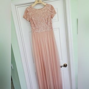 Adrianna Papell Blush Sequins Maxi Dress